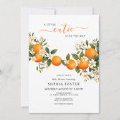 小さなかわいこちゃんがTangerine赤ちゃんシャワーに向かっている 招待状 (正面)