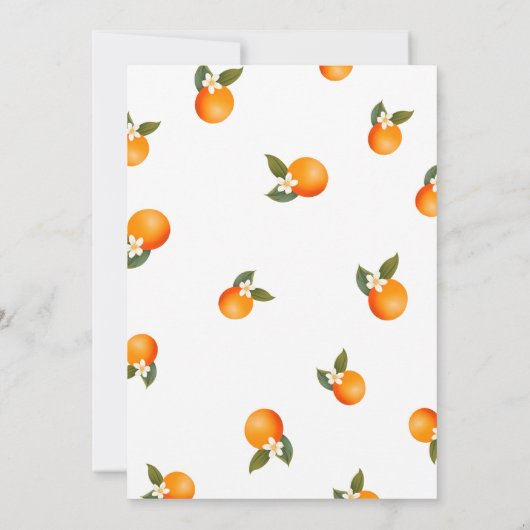 小さなかわいこちゃんがTangerine赤ちゃんシャワーに向かっている 招待状 (裏面)