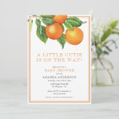 小さなかわいこちゃんのオレンジ男女兼用のベビーシャワー 招待状 (スタンド正面)