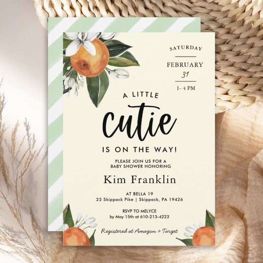 小さなかわいこちゃんのクレメンチン男女兼用シャワー 招待状