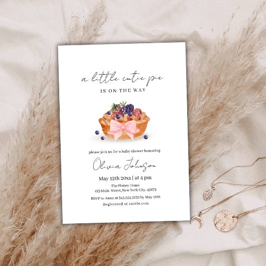 小さなかわいこちゃんのパイベリーバウ赤ちゃんシャワー 招待状