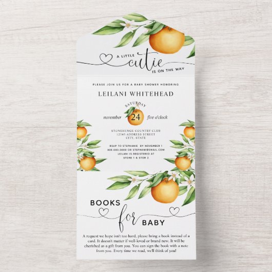 小さなかわいこちゃんの方法で赤ちゃんシャワー本ベビー オールインワン招待状 (内側)