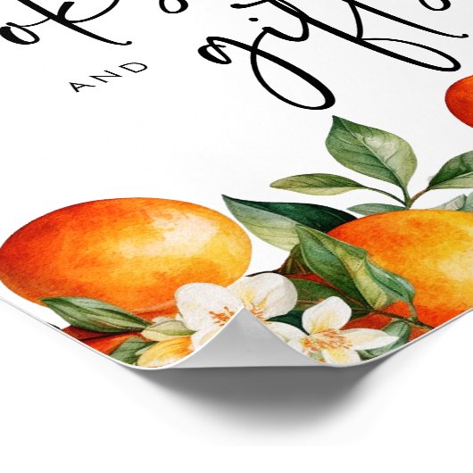 小さなかわいこちゃんの本やギフトはオレンジの柑橘類のサイン ポスター (角)