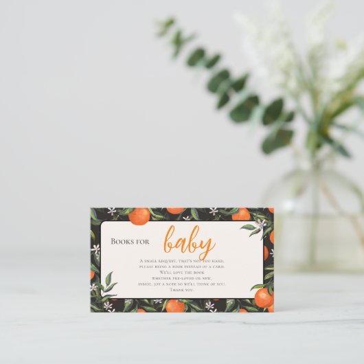 小さなかわいこちゃんの柑橘類の本の赤ちゃんシャワー エンクロージャーカード (スタンド正面)