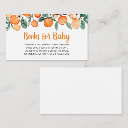 小さなかわいこちゃんの植物のオレンジの本ベビー エンクロージャーカード (正面/裏面)