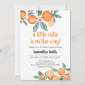 小さなかわいこちゃんの植物性オレンジの赤ちゃんシャワー 招待状 (正面)