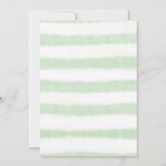 小さなかわいこちゃんの緑のストライプの水の色タンジェリン 招待状 (裏面)