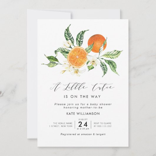 小さなかわいこちゃんの緑の赤ちゃんシャワー 招待状 (正面)