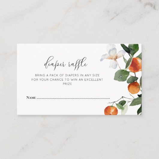 小さなかわいこちゃんの赤ちゃんシャワーおむつラッフル エンクロージャーカード (正面)