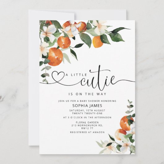 小さなかわいこちゃんの赤ちゃんシャワーの招待状 招待状 (正面)