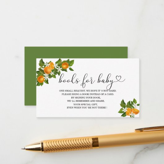 小さなかわいこちゃんの赤ちゃんシャワーの本ベビー エンクロージャーカード (正面/裏面インサイチュ)