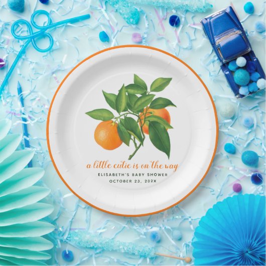 小さなかわいこちゃんの赤ちゃんシャワーオレンジの柑橘系葉の ペーパープレート (パーティー)