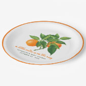 小さなかわいこちゃんの赤ちゃんシャワーオレンジの柑橘系葉の ペーパープレート (アングル)