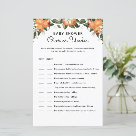 小さなかわいこちゃんの赤ちゃんシャワーゲームのカードの上と下 (スタンド正面)