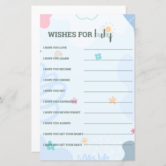 小さなかわいこちゃんの赤ちゃんシャワーゲーム予測 (正面/裏面)