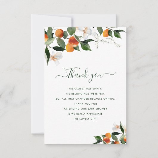 小さなかわいこちゃんの赤ちゃんシャワーサンキューカード サンキューカード (正面)