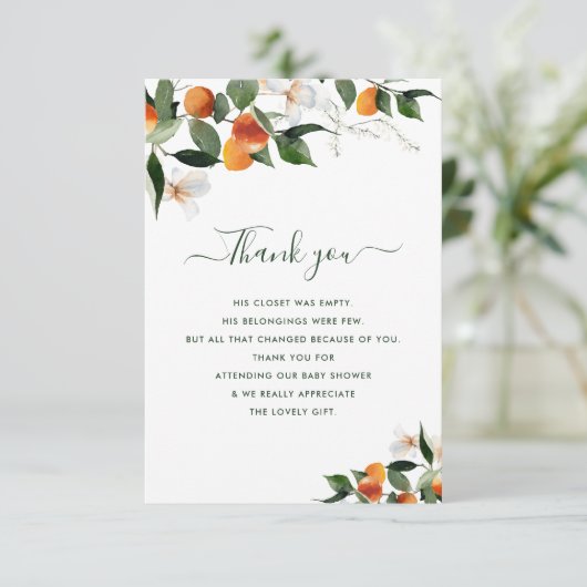 小さなかわいこちゃんの赤ちゃんシャワーサンキューカード サンキューカード (スタンド正面)