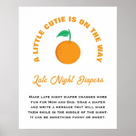 小さなかわいこちゃんの赤ちゃんシャワー夜遅くのおむつ ポスター
