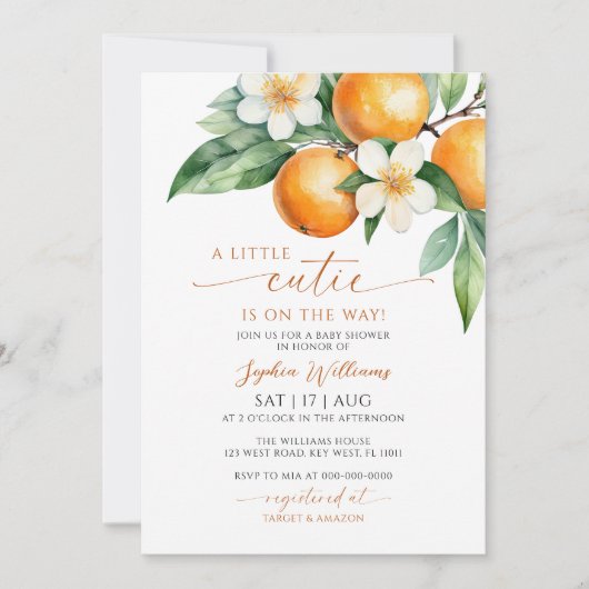 小さなかわいこちゃんの赤ちゃんシャワー招待状 招待状 (正面)