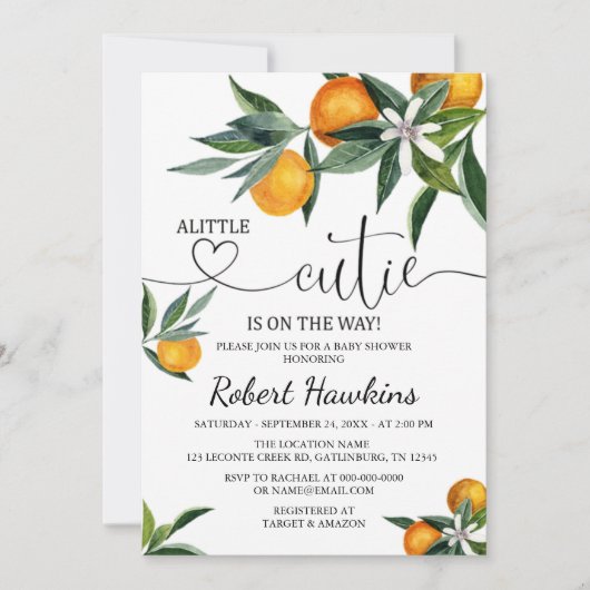 小さなかわいこちゃんの赤ちゃんシャワー招待状 招待状 (正面)