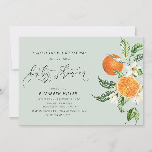 小さなかわいこちゃんの赤ちゃんシャワー招待 招待状 (正面)