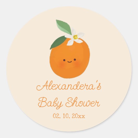 小さなかわいこちゃんの赤ちゃんシャワー ラウンドシール (正面)