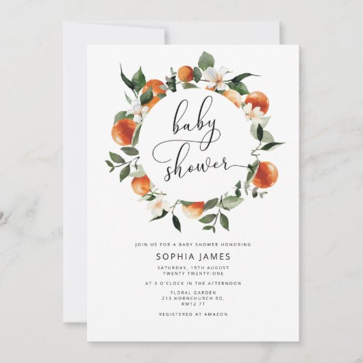 小さなかわいこちゃんの赤ちゃんシャワー 招待状 (正面)