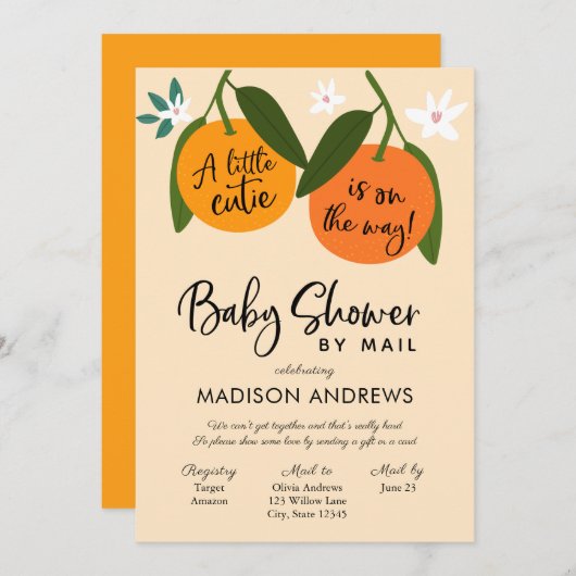 小さなかわいこちゃんの赤ちゃんシャワー（郵便） 招待状 (正面/裏面)