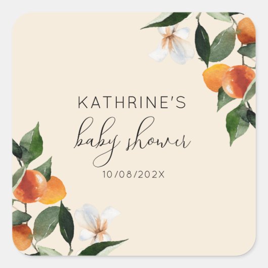 小さなかわいこちゃんの赤ちゃん スクエアシール (正面)