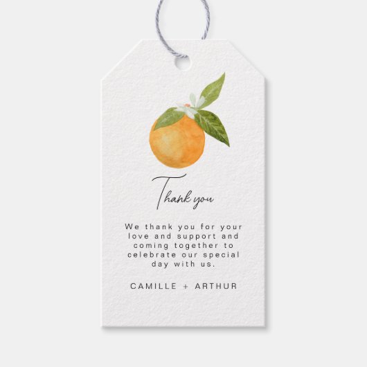 小さなかわいこちゃんの赤ん坊のシャワーオレンジ ギフトタグ (正面)