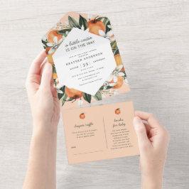 小さなかわいこちゃんの途中の赤ちゃんシャワー オールインワン招待状