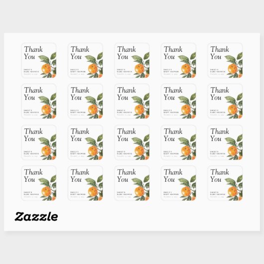 小さなかわいこちゃんは柑橘系の赤ちゃんシャワーの途中にある スクエアシール (シート)