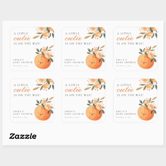 小さなかわいこちゃんは柑橘系の赤ちゃんシャワーの途中にある スクエアシール (シート)