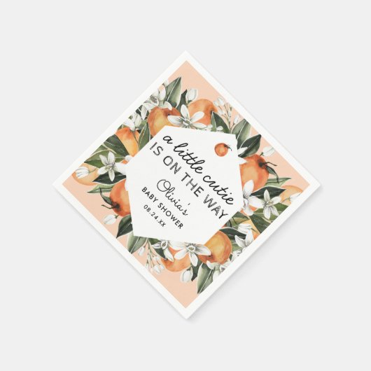 小さなかわいこちゃんは柑橘系の赤ちゃんシャワーの途中にある スタンダードカクテルナプキン (角)