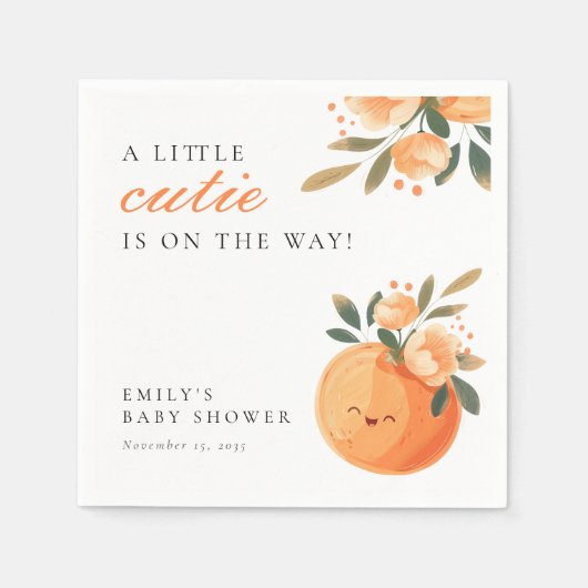 小さなかわいこちゃんは柑橘系の赤ちゃんシャワーの途中にある スタンダードカクテルナプキン (正面)