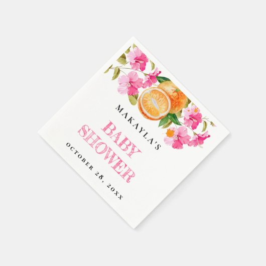 小さなかわいこちゃんは柑橘系の赤ちゃんシャワーの途中にある スタンダードカクテルナプキン (角)
