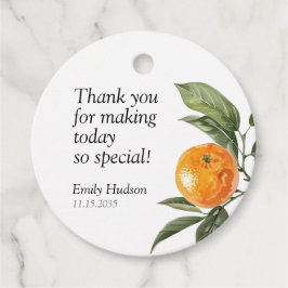 小さなかわいこちゃんは柑橘系の赤ちゃんシャワーの途中にある フェイバータグ