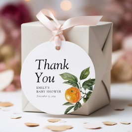 小さなかわいこちゃんは柑橘系の赤ちゃんシャワーの途中にある フェイバータグ