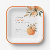 小さなかわいこちゃんは柑橘系の赤ちゃんシャワーの途中にある ペーパープレート (正面)