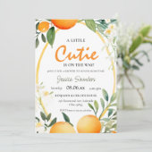 小さなかわいこちゃんは柑橘系の赤ちゃんシャワーの途中にある 招待状 (スタンド正面)