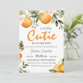 小さなかわいこちゃんは柑橘系の赤ちゃんシャワーの途中にある 招待状 (スタンド正面)