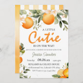 小さなかわいこちゃんは柑橘系の赤ちゃんシャワーの途中にある 招待状 (正面/裏面)