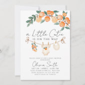 小さなかわいこちゃんオレンジのギンガムシトラスベビーシャワー 招待状 (正面)