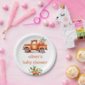 小さなかわいこちゃんオレンジのトラック柑橘系ベビーシャワー ペーパープレート (パーティー)