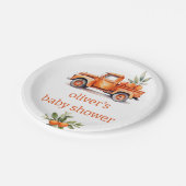 小さなかわいこちゃんオレンジのトラック柑橘系ベビーシャワー ペーパープレート (アングル)