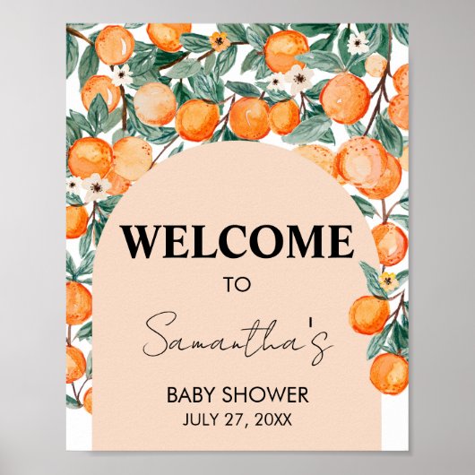 小さなかわいこちゃんオレンジウェルカムサイン ポスター (正面)