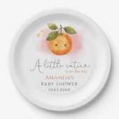 小さなかわいこちゃんオレンジクレメンチンベビーシャワー ペーパープレート (正面)