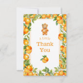 小さなかわいこちゃんオレンジベア赤ちゃんシャワー サンキューカード (正面)