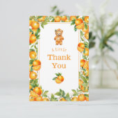 小さなかわいこちゃんオレンジベア赤ちゃんシャワー サンキューカード (スタンド正面)