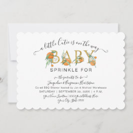 小さなかわいこちゃんオレンジ水色の赤ちゃんシャワー 招待状